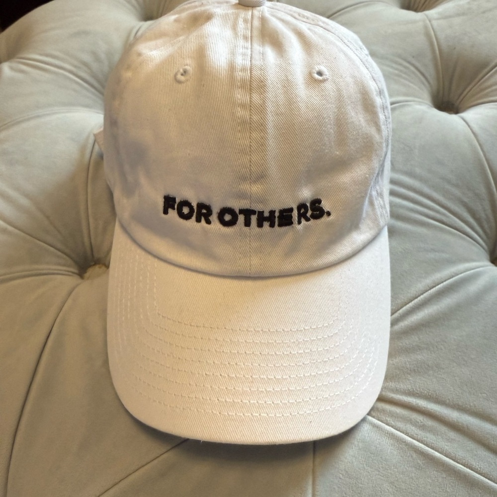 For Others. White baseball Cap with Black Embroidery hat